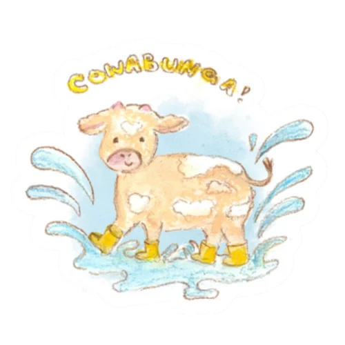 Cowabunga cow sticker