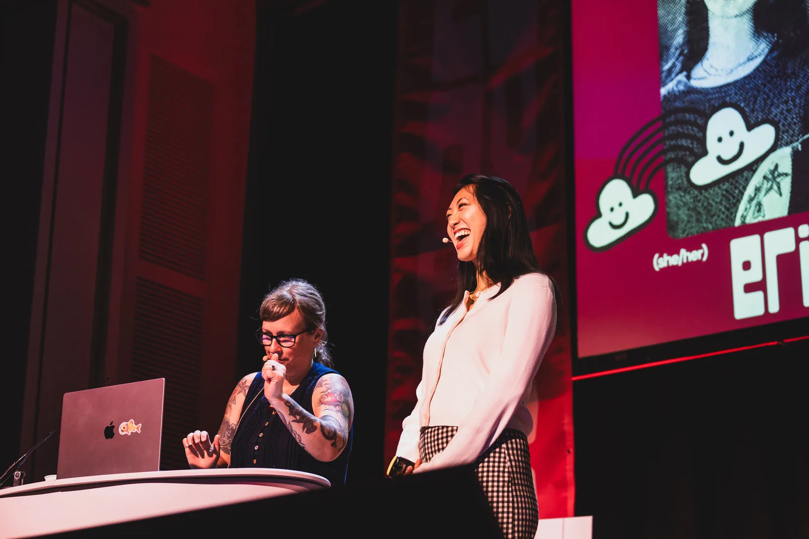 Ashley and Erin on stage at Converge