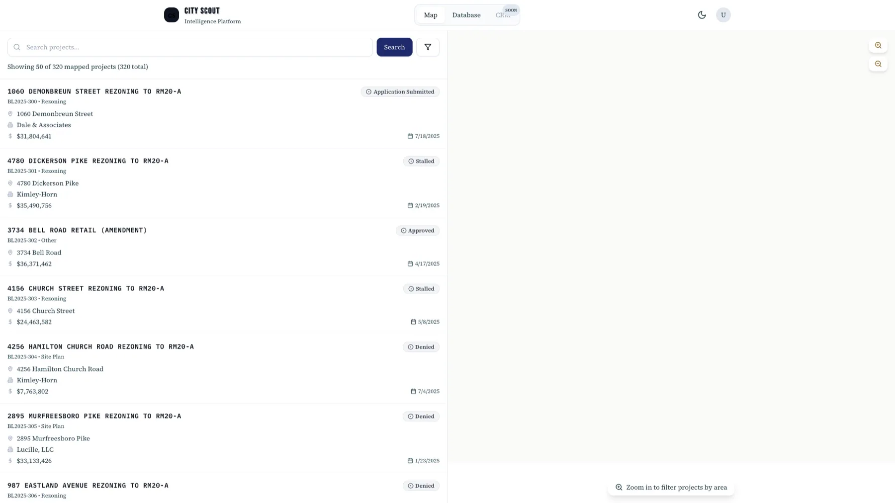 The 2025 project list in monospace