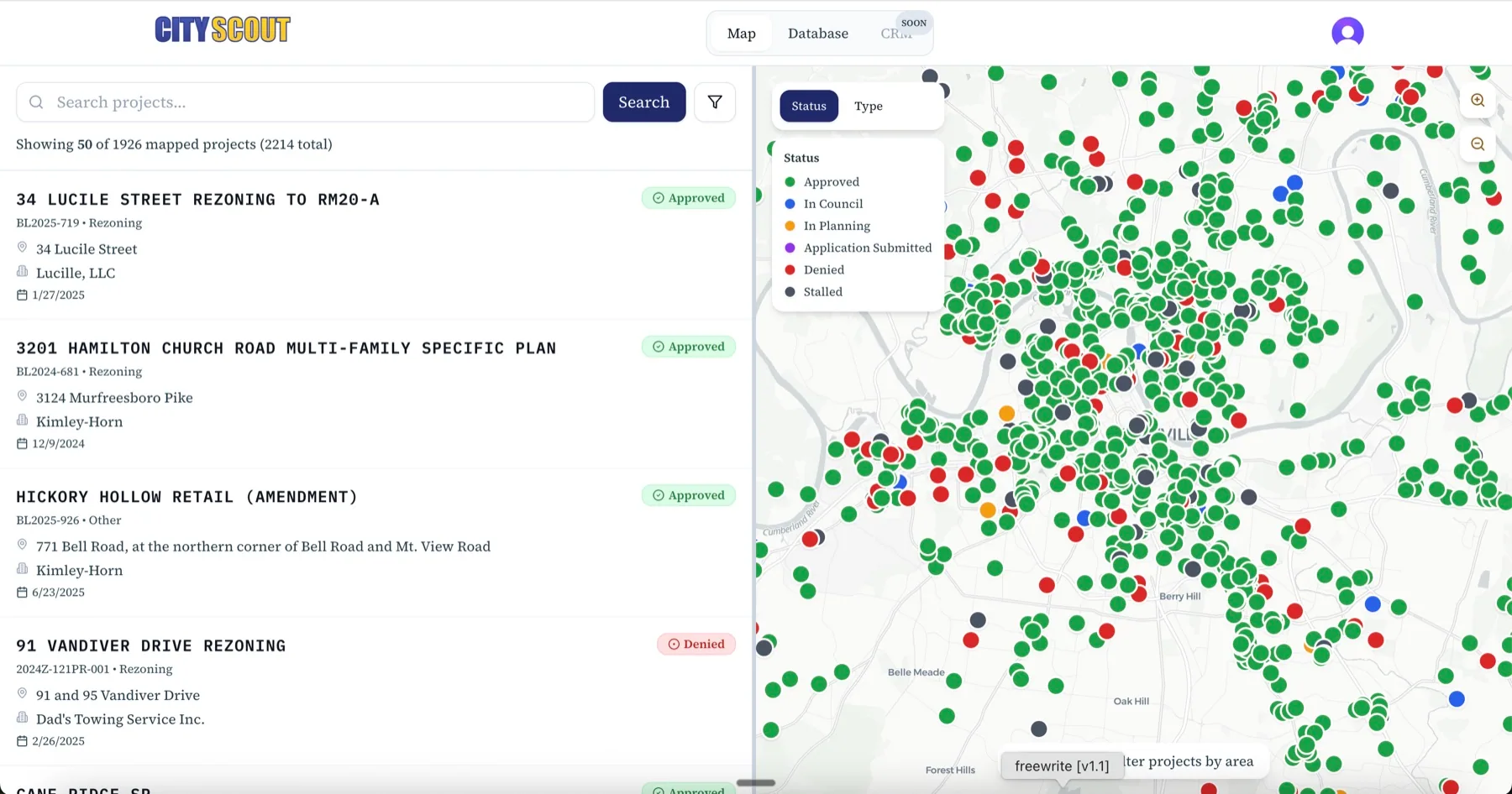 The 2025 map, crowded with traffic-light pins
